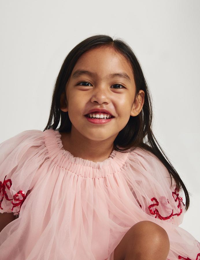 Bow Mesh Dress (2-10 Yrs)