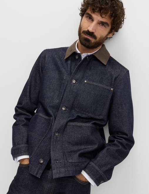 Denim Contrast Collar Jacket