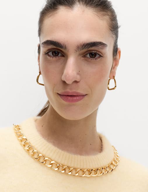 Chain Detail Crew Neck Jumper with Wool