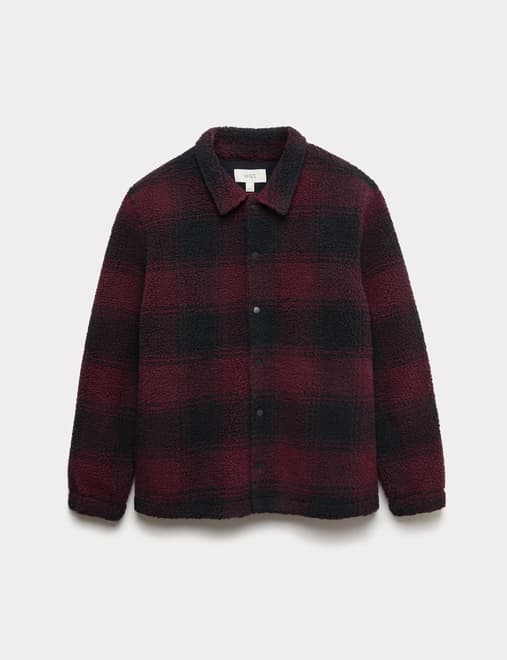 Fleece Jacquard Checked Overshirt