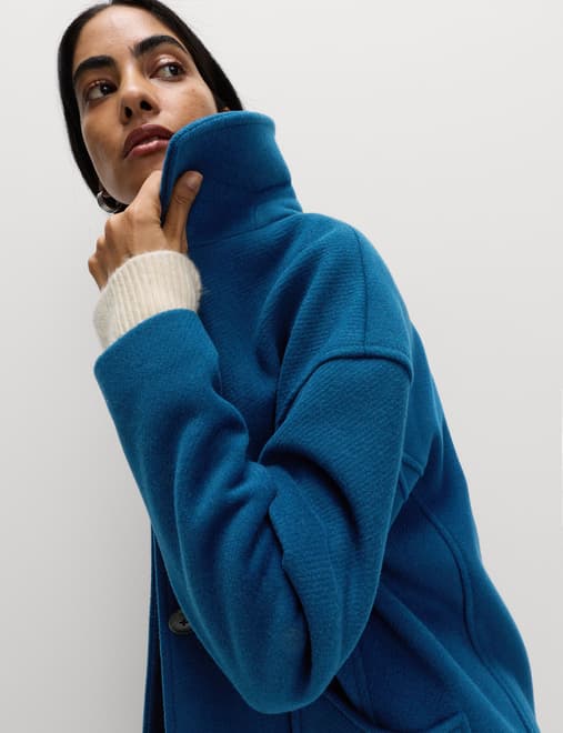 Twill Single Breasted Collared Coat