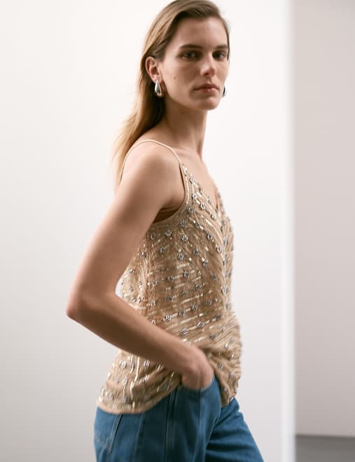 Floral Embellished Cami Top