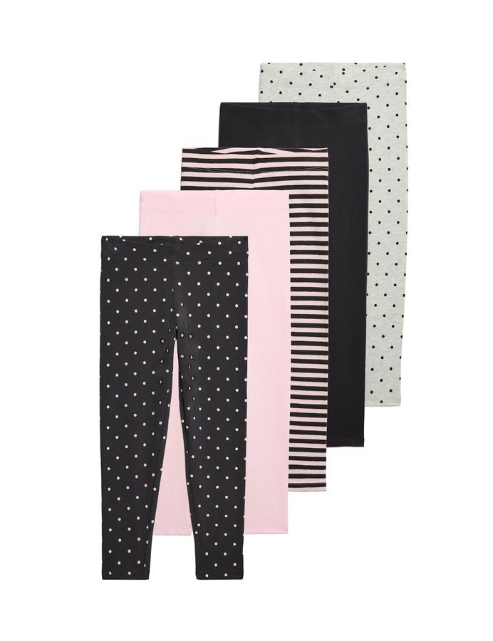 5 Pack Cotton Rich Patterned Leggings (2-10 Yrs)