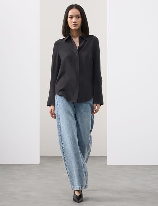 Pure Silk Collared Shirt