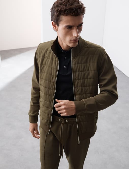 Cotton Rich Zip Up Quilted Jacket