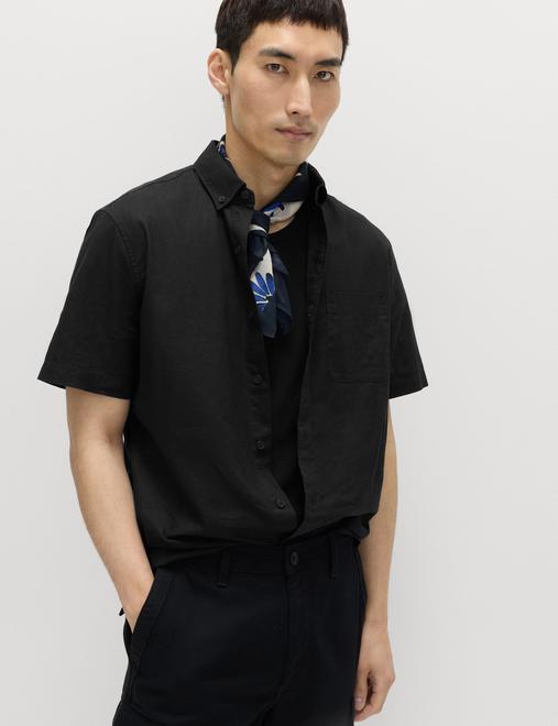 Regular Fit Linen Rich Short Sleeve Shirt