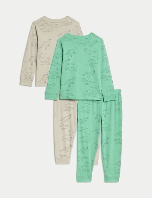 2pk Pure Cotton Dinosaur Pyjama Sets (1-8 Yrs)