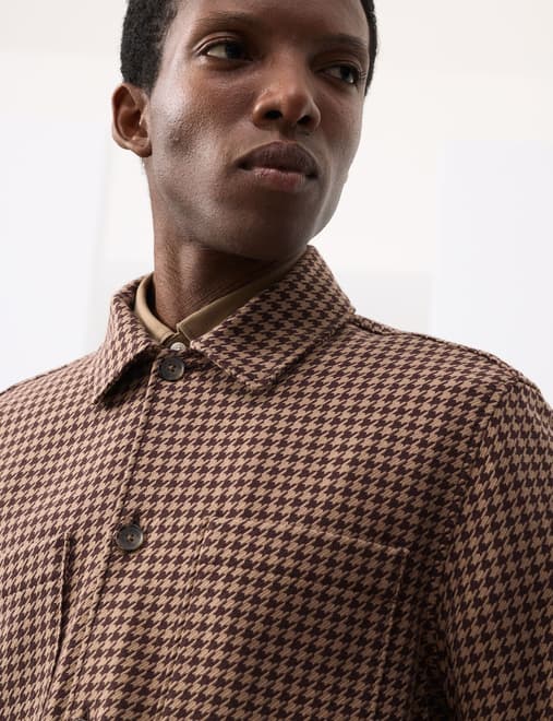 Pure Cotton Puppytooth Overshirt