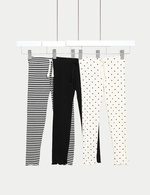 3pk Cotton Rich Printed Leggings (2-8 Yrs)
