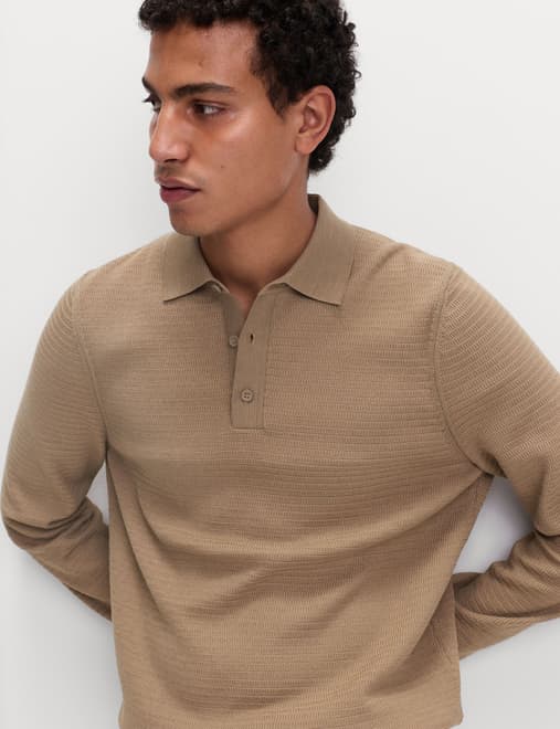 Cotton Rich Textured Knitted Polo Shirt