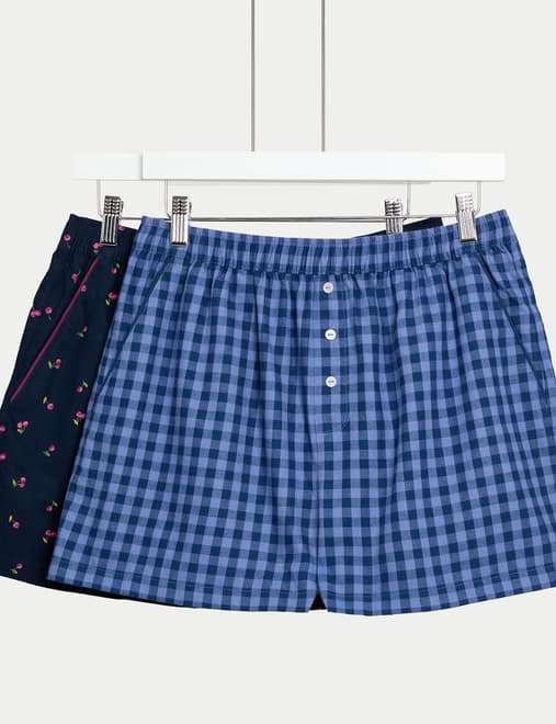 2pk Pure Cotton Printed Pyjama Shorts