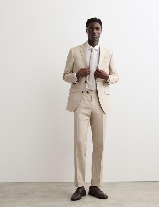 Tailored Fit Italian Silk & Linen Suit Jacket