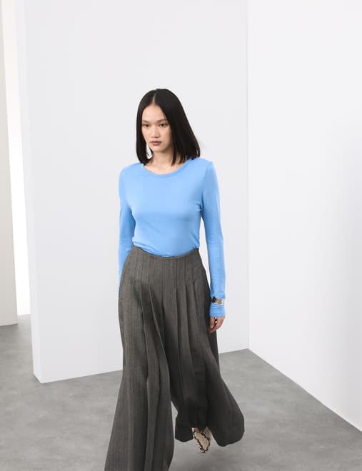 Crew Neck Top with Silk