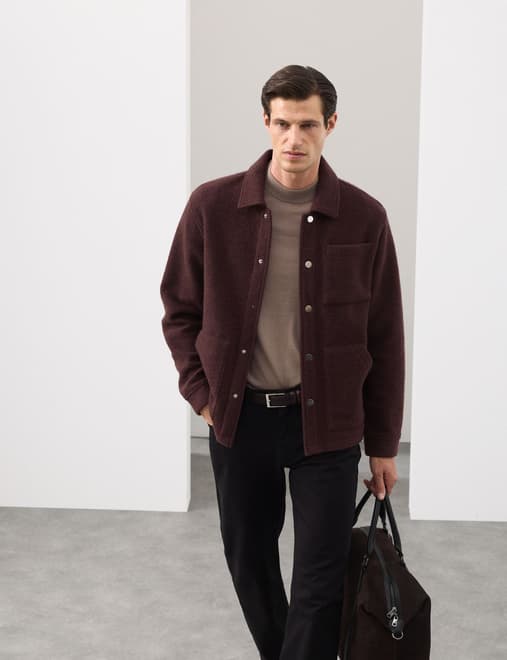 Wool Blend 3 Pocket Fleece Jacket