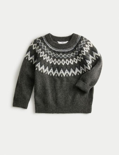 Fair Isle Crew Neck Knitted Jumper (18 Mths-10 Yrs)