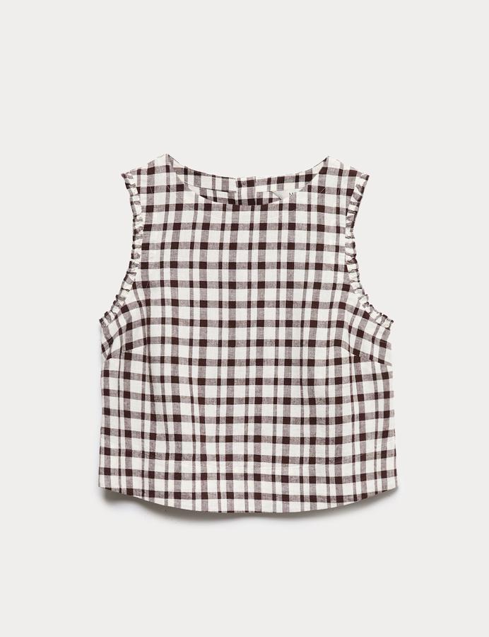 Linen Rich Gingham Vest Top