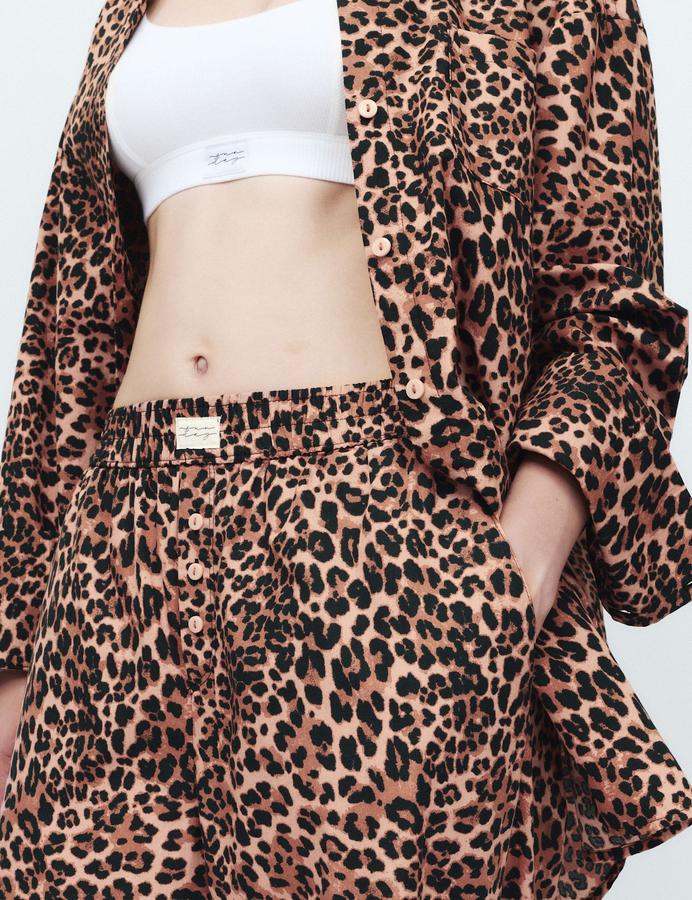 Pure Cotton Poplin Leopard Pyjama Bottoms