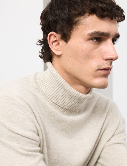 Pure Cashmere Roll Neck Jumper
