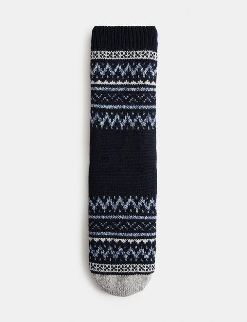 Wool Blend Fair Isle Slipper Socks