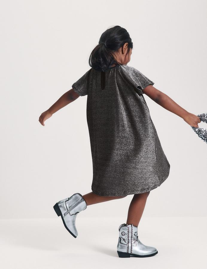 Short Sleeve Sparkly Round Neck Dress (2-8 Yrs)