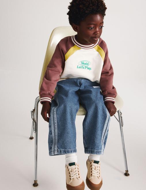 Wide Leg Pure Cotton Denim Joggers (2-8 Yrs)