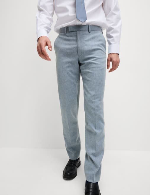 Tailored Fit Wool Rich Tweed Suit Trousers