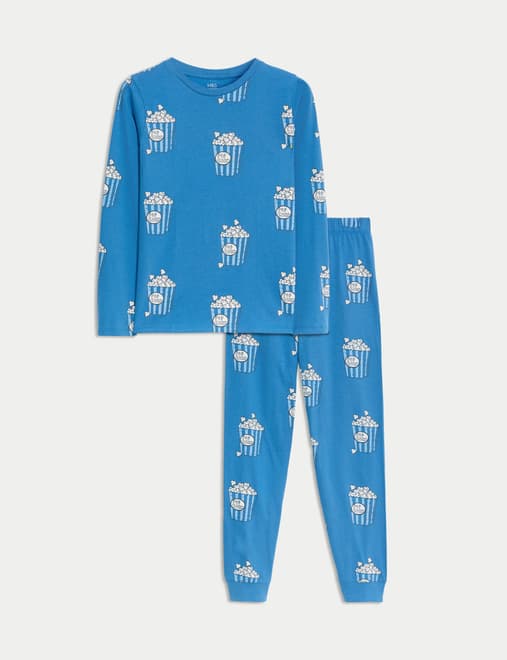 Pure Cotton Popcorn Print Pyjamas (3-16 Yrs)