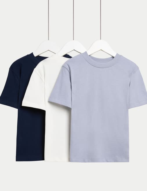 3pk Pure Cotton Plain T-Shirts (2-8 Yrs)