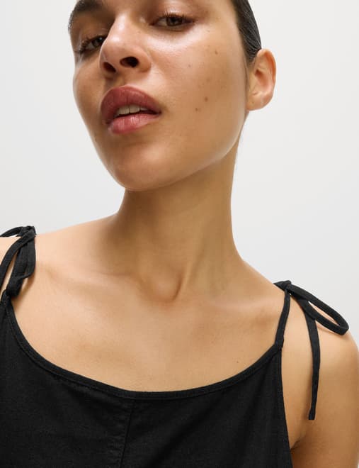 Linen Rich Strappy Playsuit