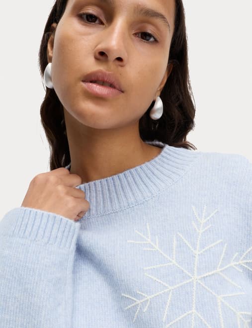 Cloud-Yarn Embroidered Crew Neck Jumper