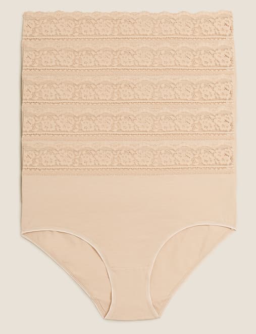 5pk Cotton Lycra® & Lace Full Briefs