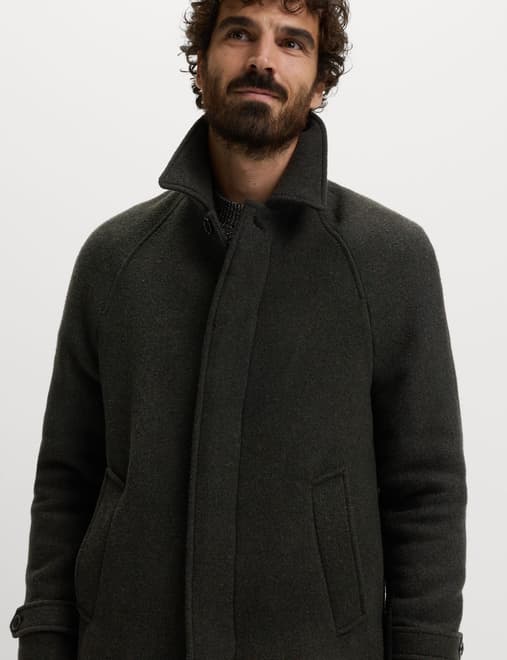 Textured Car Coat with Wool