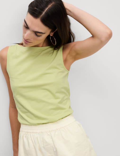 Cotton Rich Slash Neck Vest Top