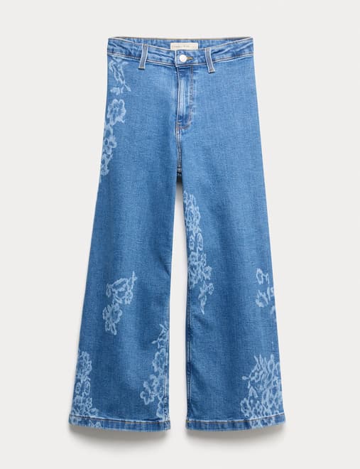 Cotton Rich Floral Wide Leg Jeans (6-16 Yrs)