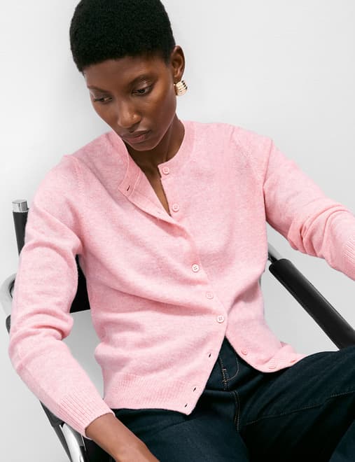 Pure Cashmere Crew Neck Relaxed Cardigan