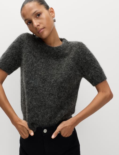 Brushed Alpaca Blend Knitted Top