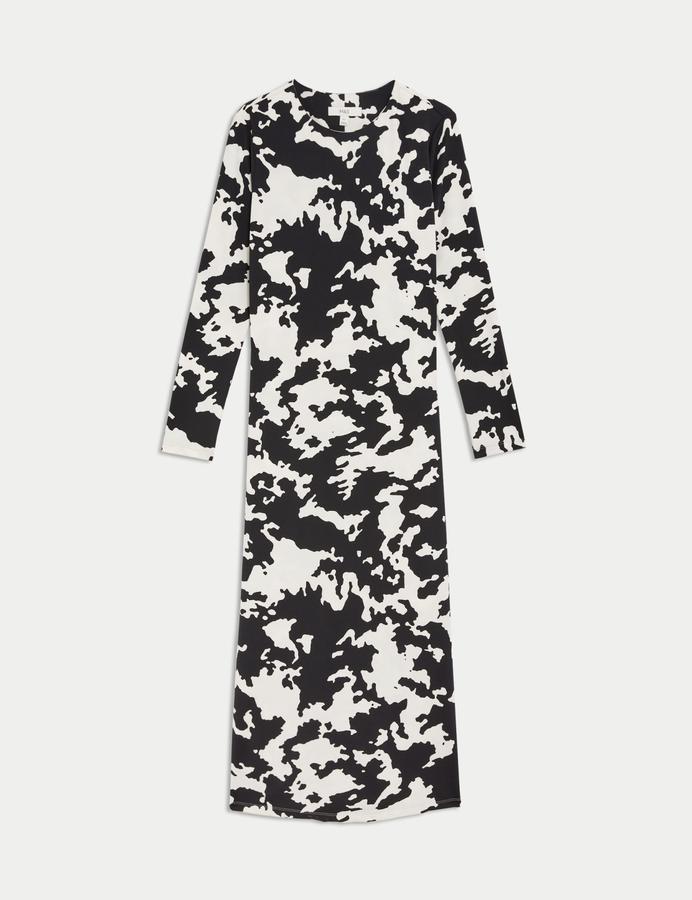 Printed Round Neck Midaxi Column Dress