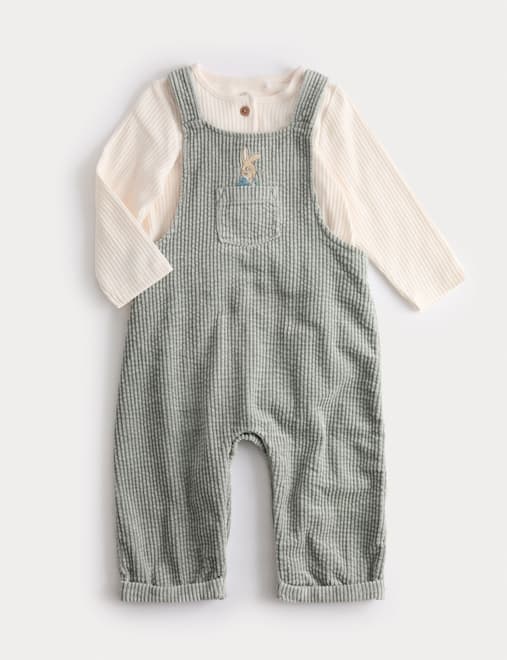 2pc Peter Rabbit™ Cord Dungarees and Top Outfit (0 Mths-3 Yrs)