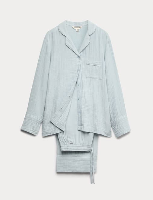 Pure Cotton Muslin Revere Pyjama Set