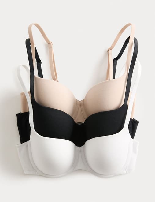 3pk Cotton Rich Wired Balcony Bras (A-E)
