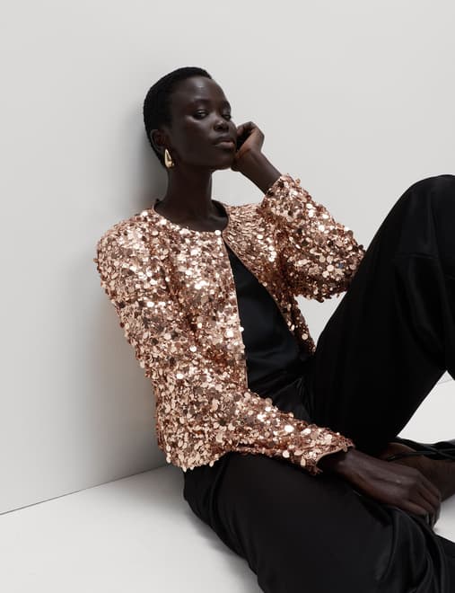 Sequin Cropped Jacket