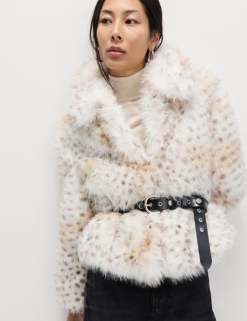 Snow Leopard Faux Fur Short Jacket