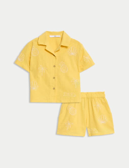 2pc Cotton Rich Embroidery Top & Bottom Outfit (2-8 Yrs)