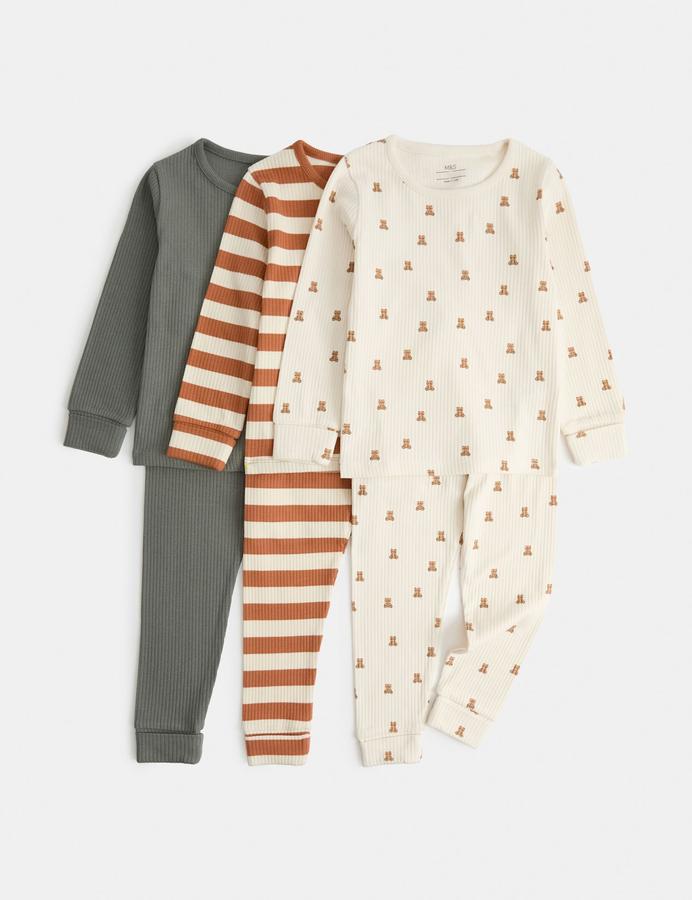 3pk Cotton Rich Bear Print Pyjama Set