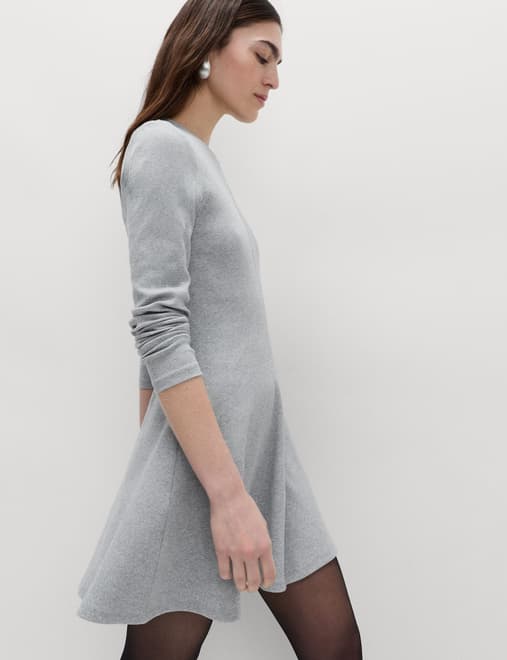 Cotton Rich Ribbed Mini Skater Dress