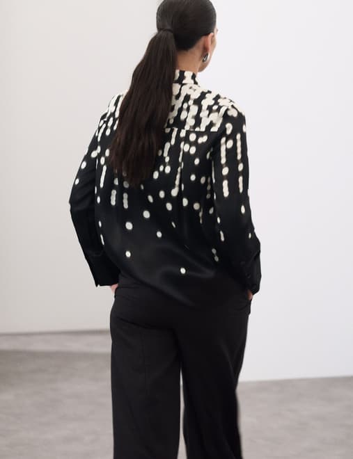 Cupro Rich Spot Print Relaxed Shirt