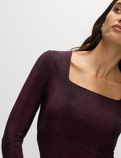 Sparkly Square Neck Top