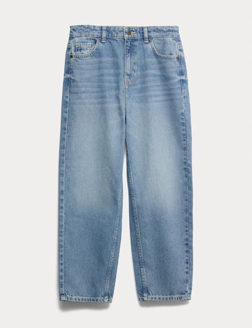 Pure Cotton Barrel Leg Jeans (6-16 Yrs)