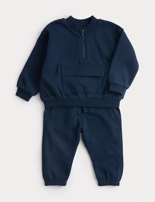 2pc Cotton Rich Half Zip Tracksuit (0-3 Yrs)
