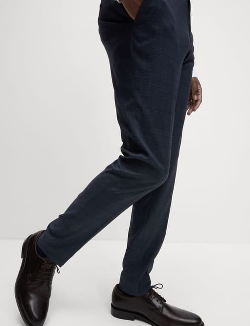 Slim Fit Check Stretch Suit Trousers